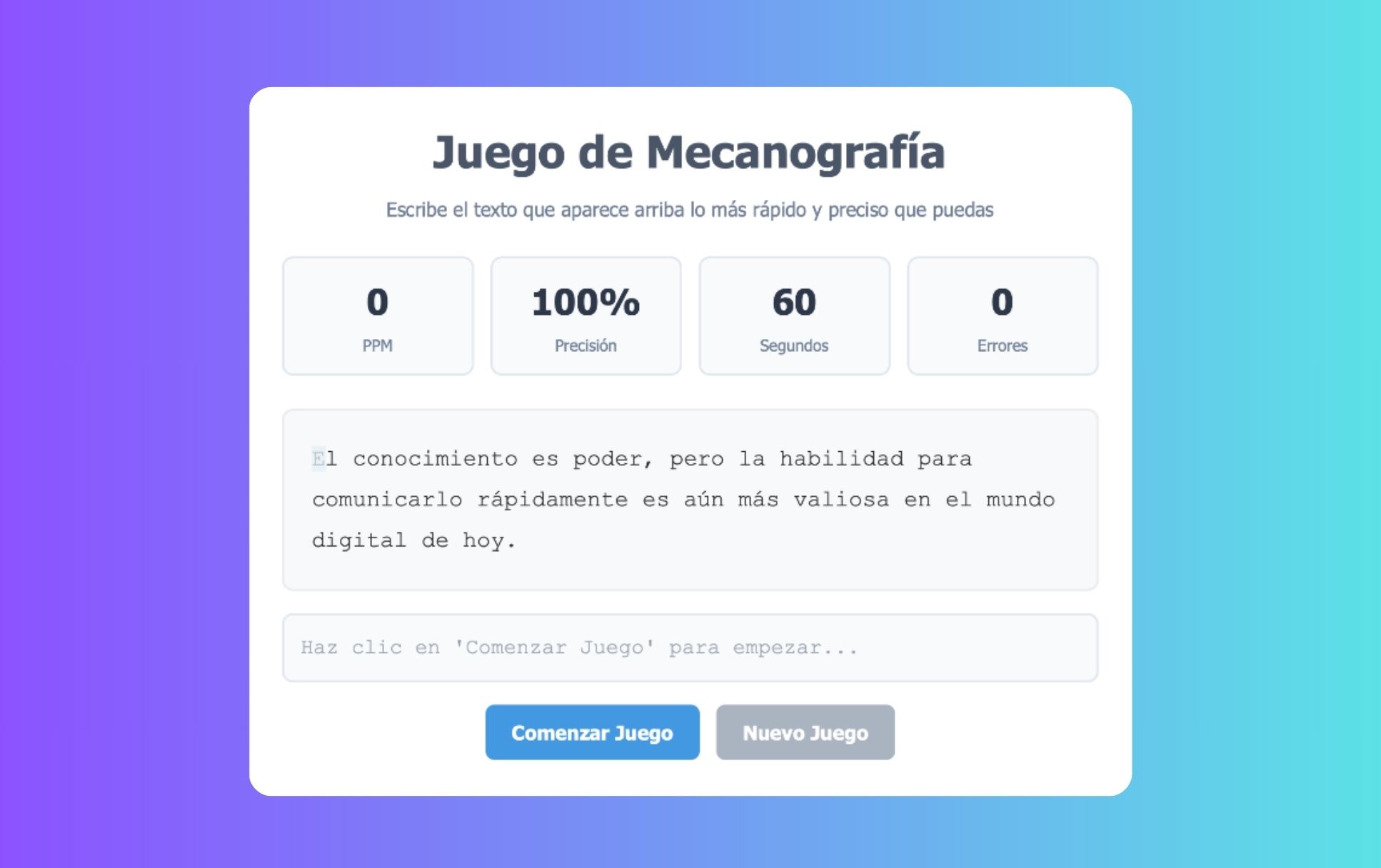 Juego de mecanografía • cristic